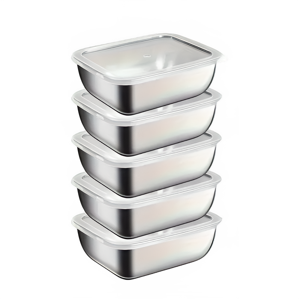 5 Pack Stainless Steel Stackable Food Storage